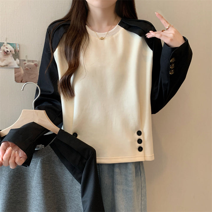 Femme Cropped Button-Front Top med kontrastærme-detalje Stilla