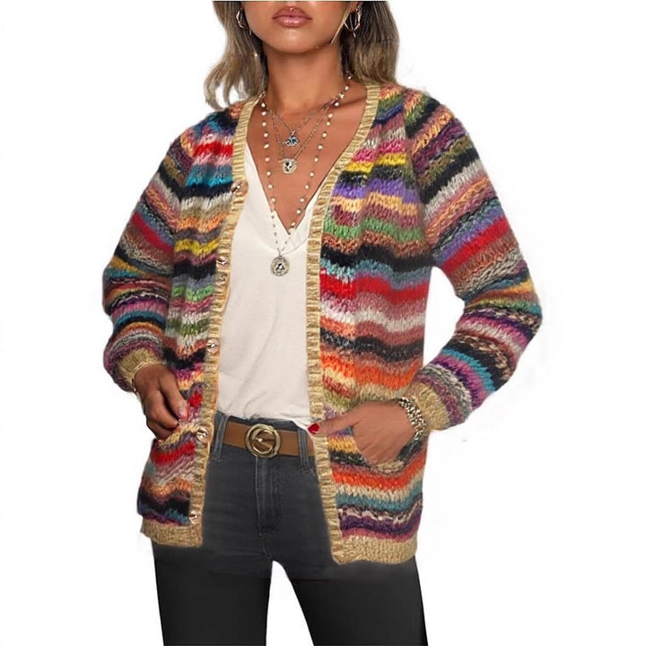 Kvindernes Farverige Cardigan med Frynser Stilla