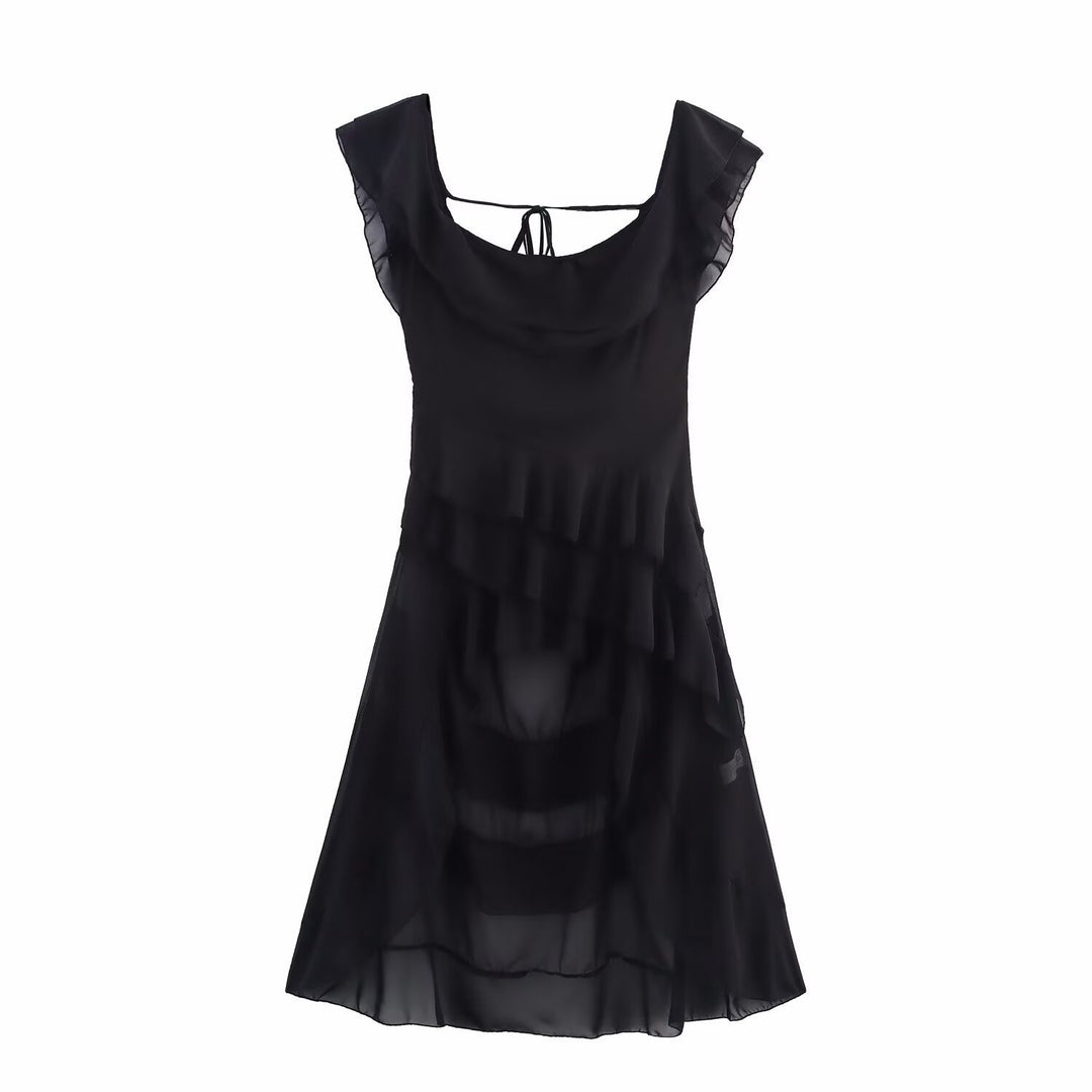Femme Rüschen Asymmetrisk Midi Kjole Stilla