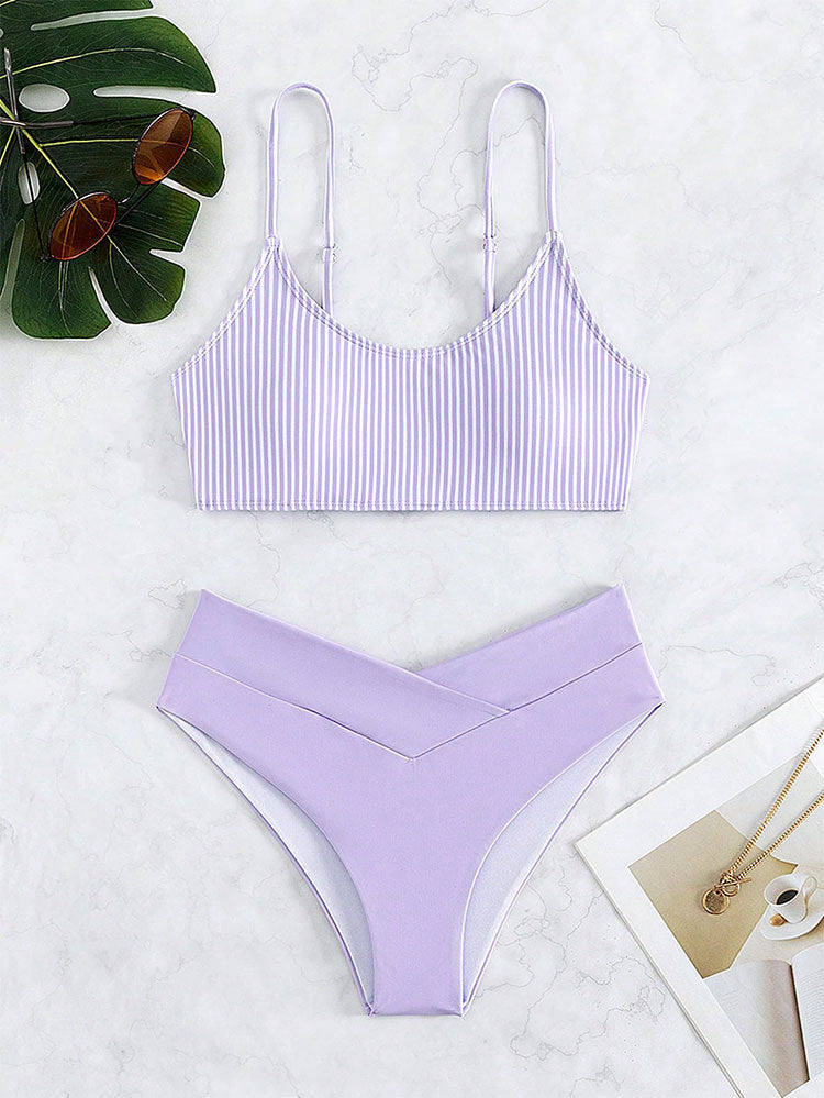 Dame Stilfulde Stribede Bralette Bikini Sæt Stilla