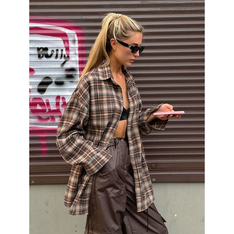 Damer casual ternet skjortejakke i oversized pasform Stilla