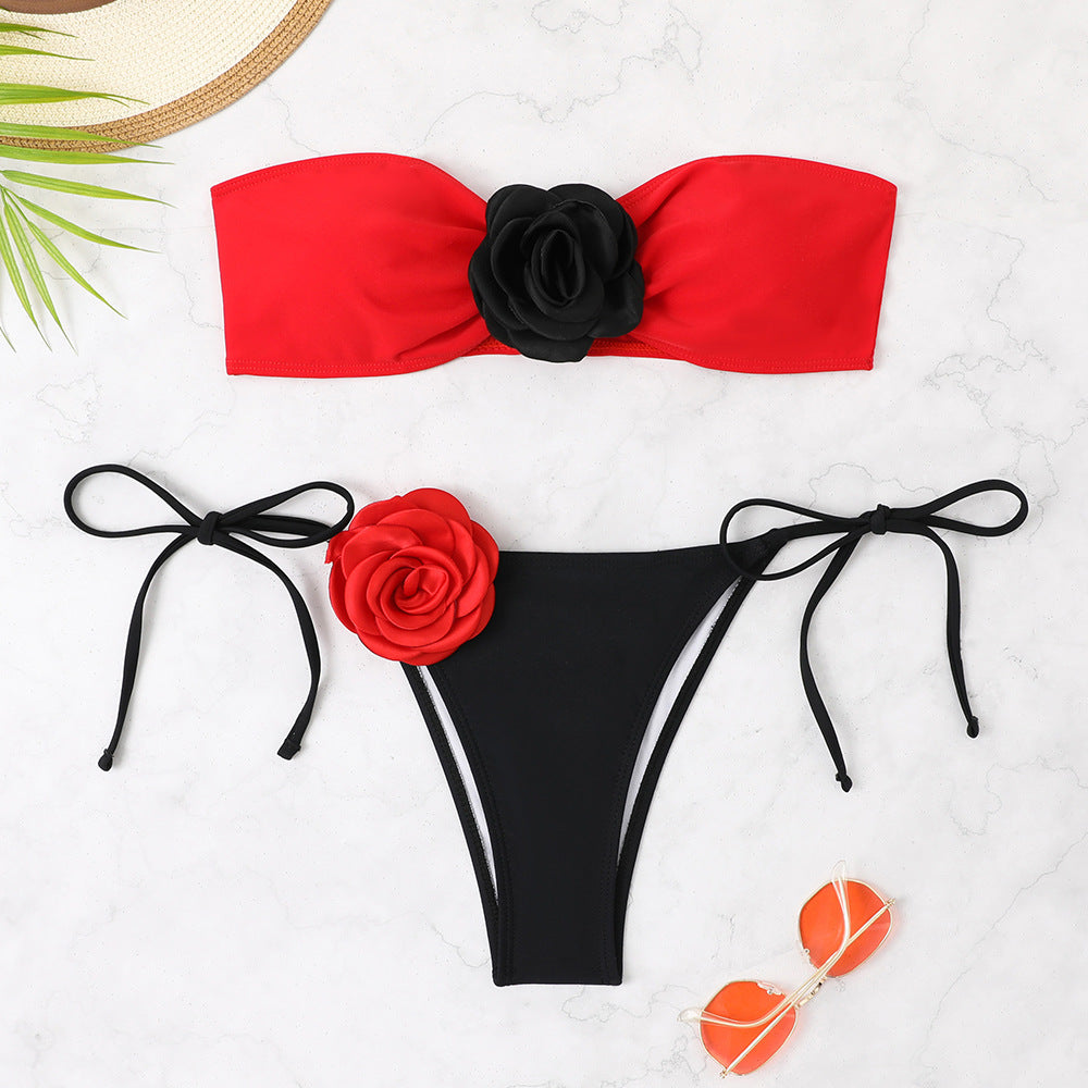 Femme Bandeau-Bikini-Sæt med blomstermotiver Stilla