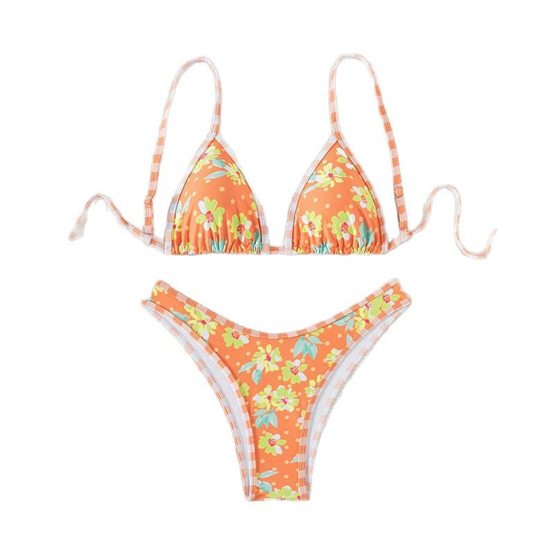 Dame floral trekant-bikini med justerbare stropper Skovae