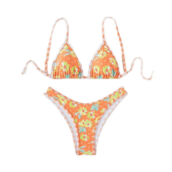 Dame floral trekant-bikini med justerbare stropper Skovae