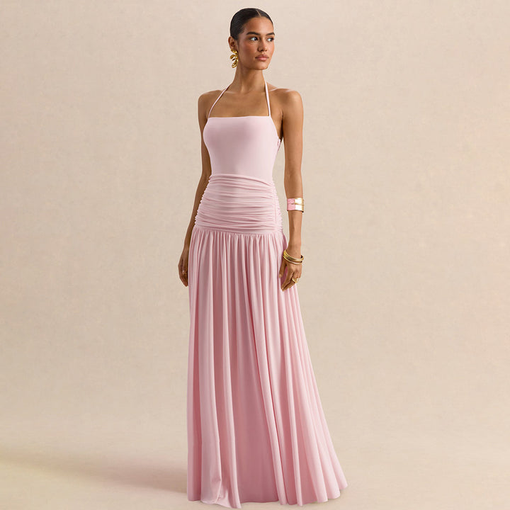 Dame Elegant aften kjole med off-shoulder-design og flydende kappe Skovae
