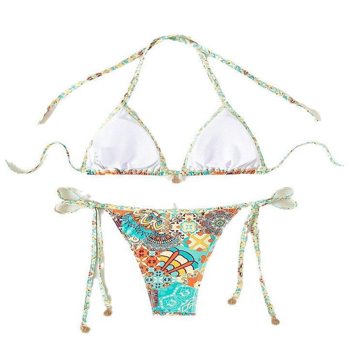 Damer Legestribet trekant-bikini med blomstermotiv Skovae
