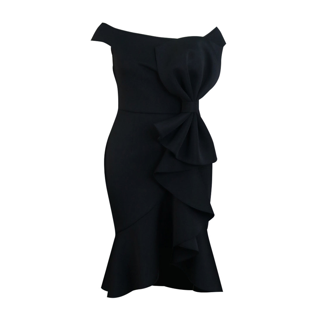 Dame Elegant off-shoulder kjole med flæsedetaljer Skovae