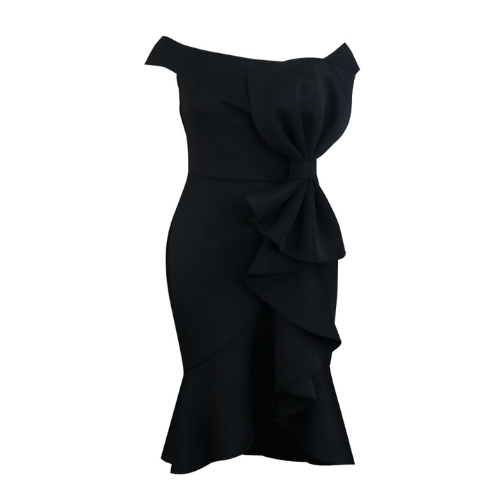 Dame Elegant off-shoulder kjole med flæsedetaljer Skovae