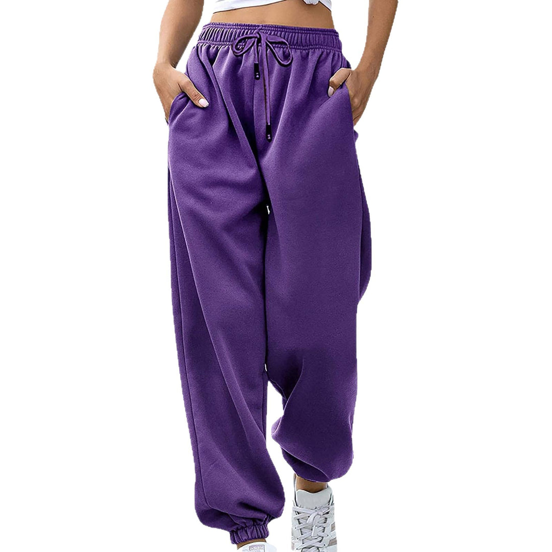 Kvinders casual sweatpants med høj talje og sidelommer med lynlås Skovae