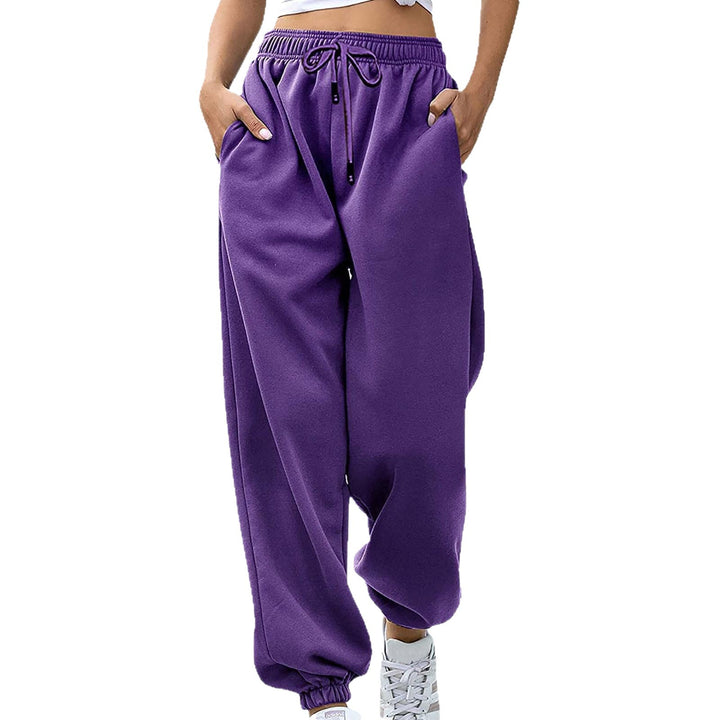 Kvinders casual sweatpants med høj talje og sidelommer med lynlås Skovae
