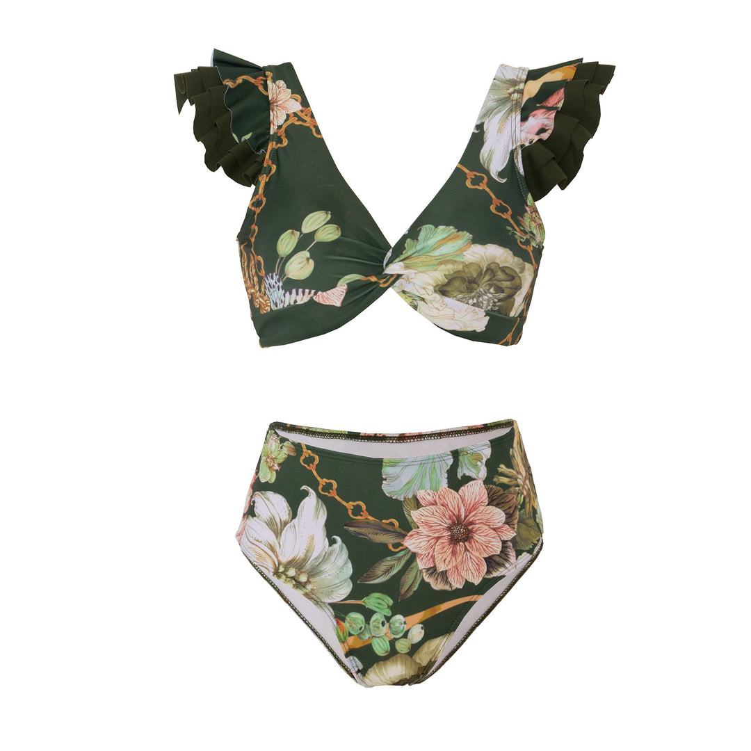 Dame bikini sæt med smart omslagsskjørt og stilfulde flæser Stilla