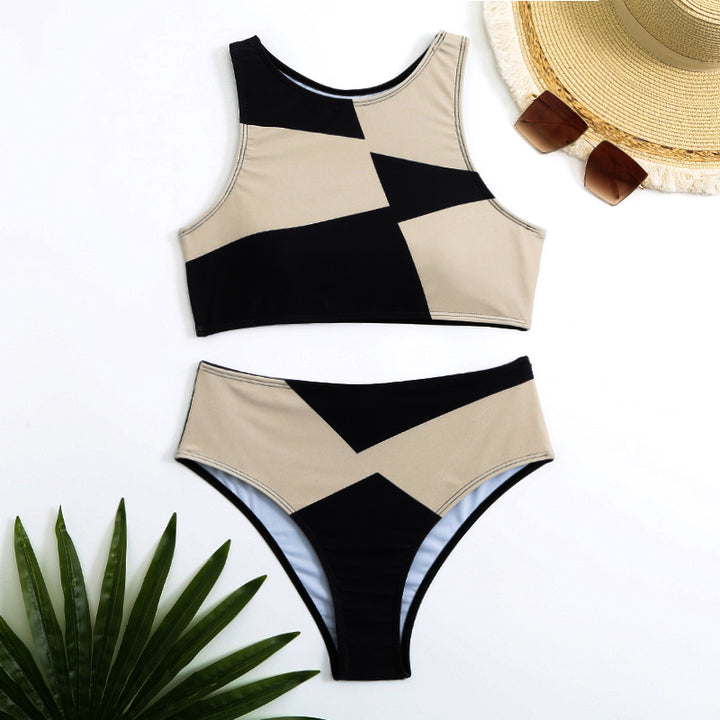 Dame Sporty bikini med geometrisk design og høj talje Stilla