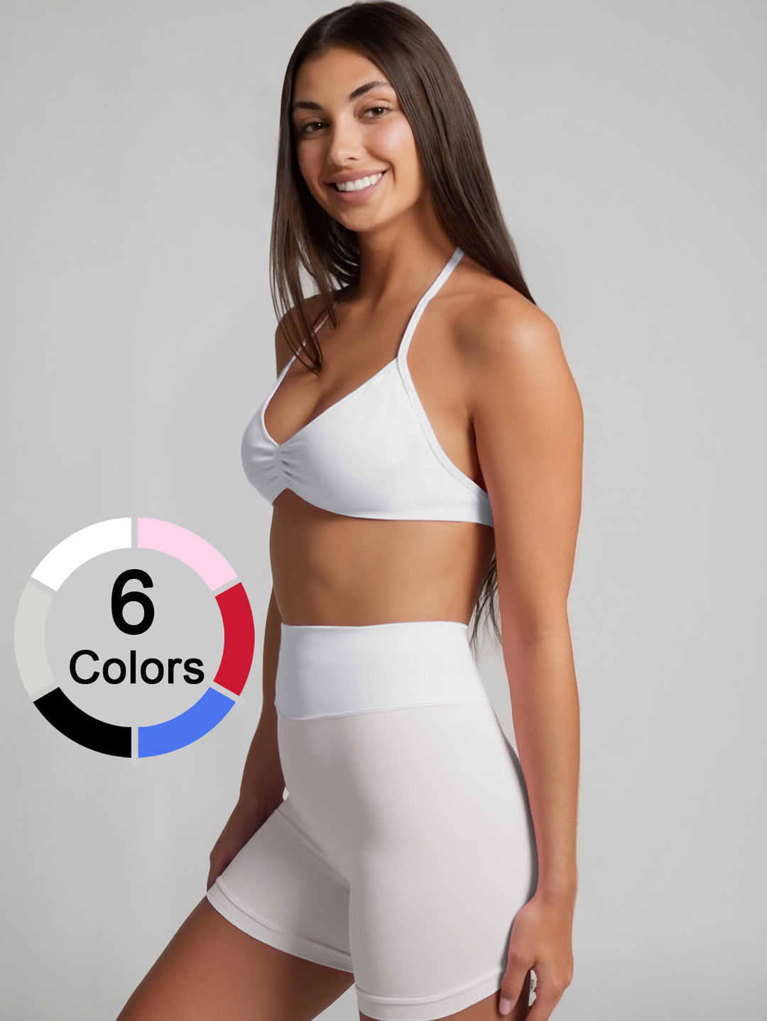 Dame Sporty bikini sæt med højt skårne shorts og elastisk støtte Skovae