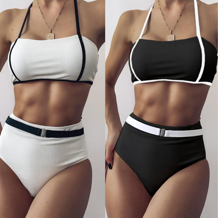 Dame bikini med højt skårne trusser og elegant bælteaccent Stilla