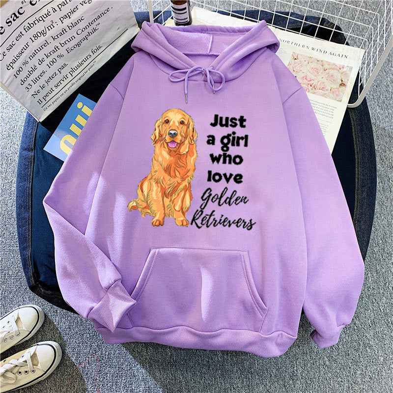 Kvindernes Hoodie med Kærlig Golden Retriever Motiv Skovae