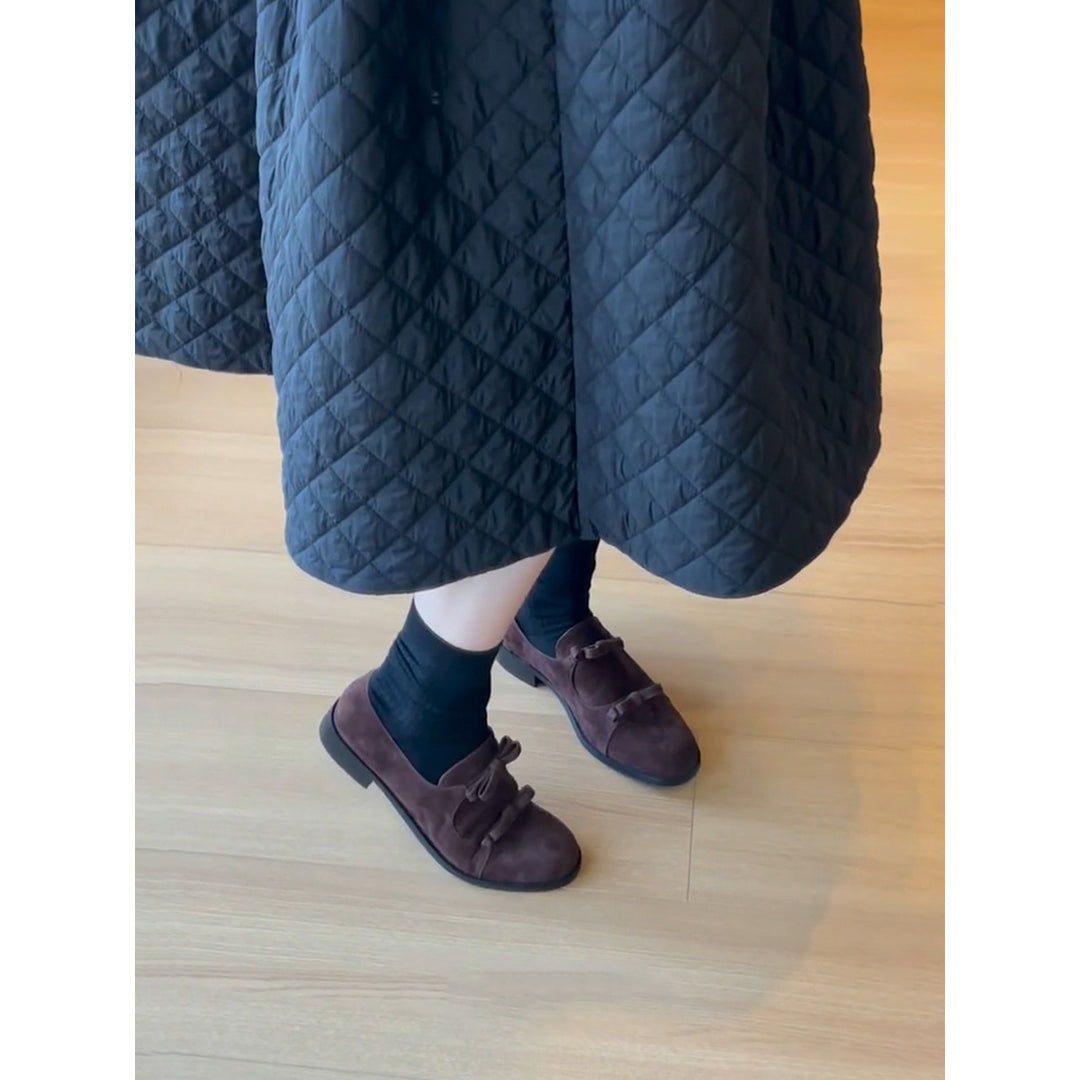 Dame Slip-On Suede Loafers med Sløjfedetaljer Stilla