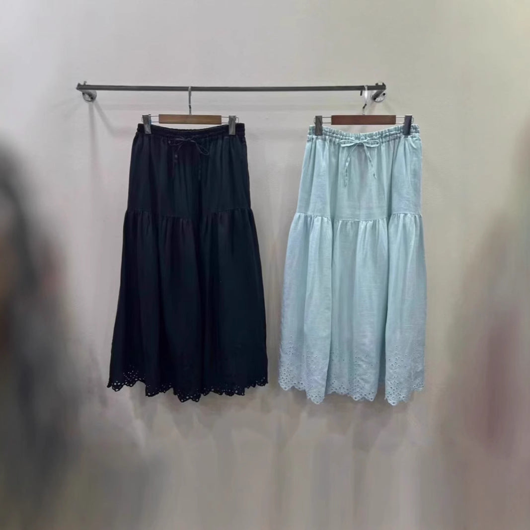 Femme lagdelt Maxi-nederdel med spidstekant Stilla