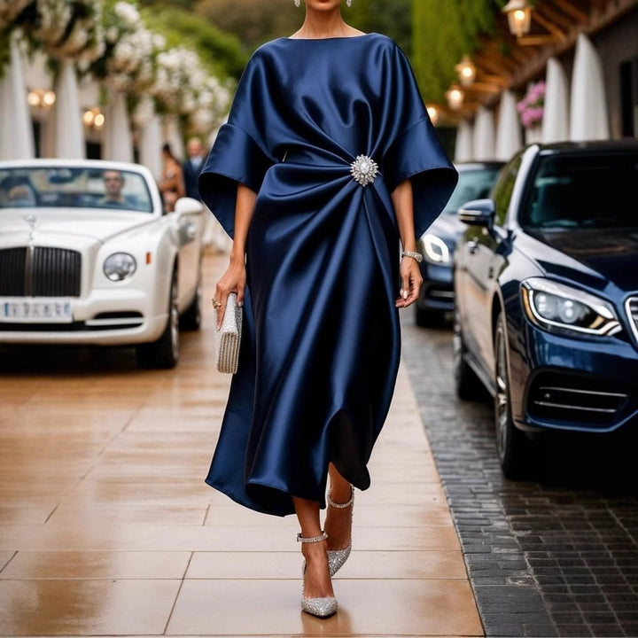 Dame Elegant Satin Aften kjole Stilla