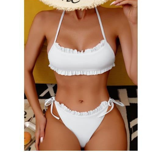Femme Rynket Bandeau Bikini Sæt Stilla