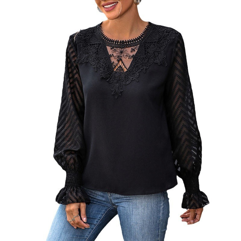 Dame elegant med spids lange ærmer bluse Stilla