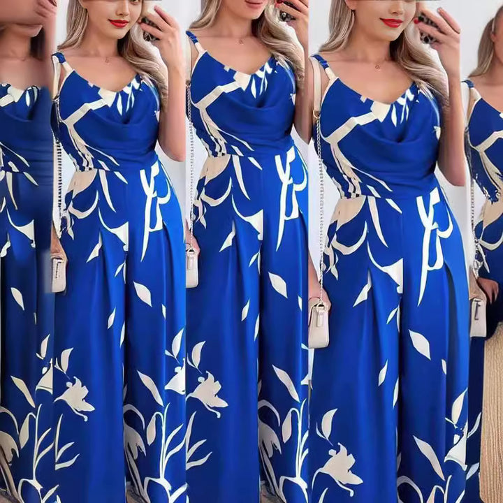 Dame Elegant Maxikjole med flydende udskæring og blomsterprint Stilla