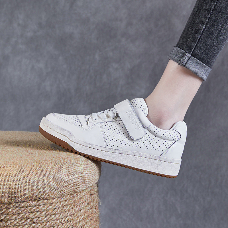 Herre perforerede læder sport sneakers med velcro Stilla