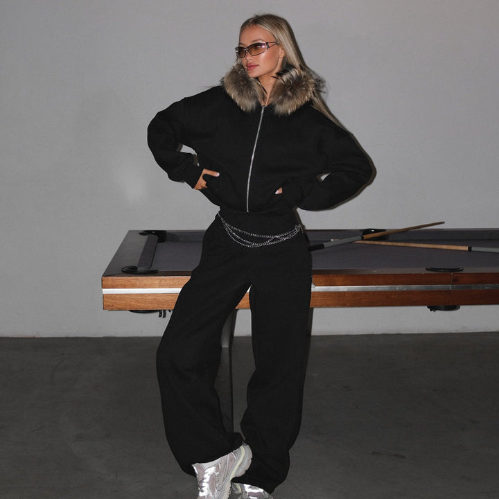 Kvinders casual oversized jakke med fuld lynlås og praktiske lommer