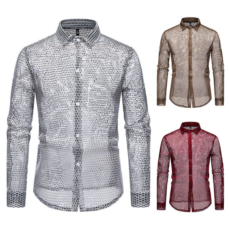 Herrer-Mesh-Overlay-Skjorte Stilla