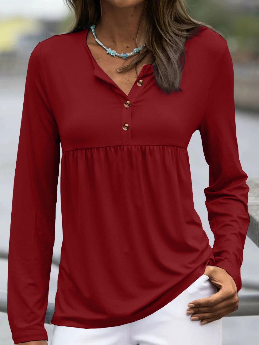 Damebluse med knaphulsdetaljer Stilla