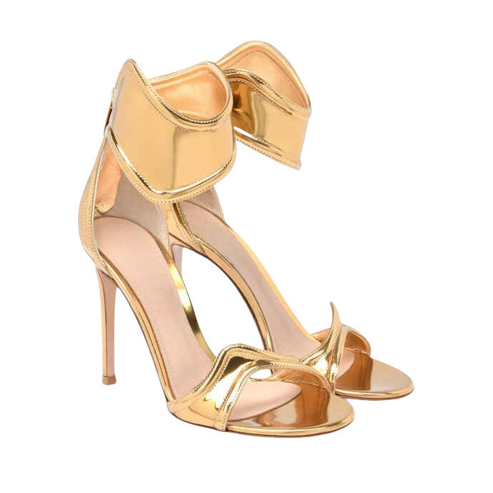 Femme Elegante Metallic Ankelsnor Højhælede Sandaler Stilla
