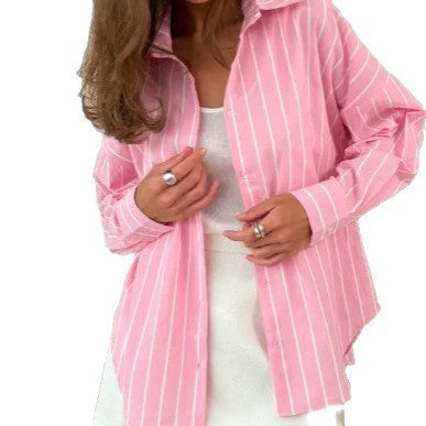 Damer casual stribet skjorte med oversized pasform Stilla