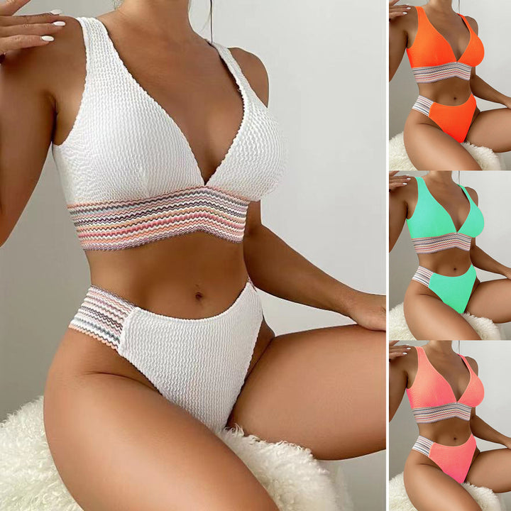 Dame bikini-sæt med moderne ribdesign og trendy farvebånd Stilla