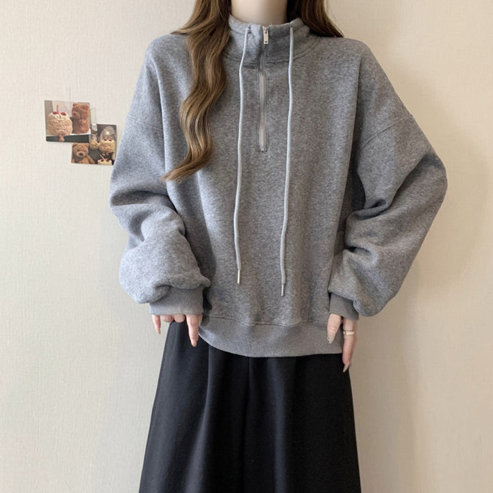Femme Zip-Up Fleece Pullover Sweatshirt Stilla