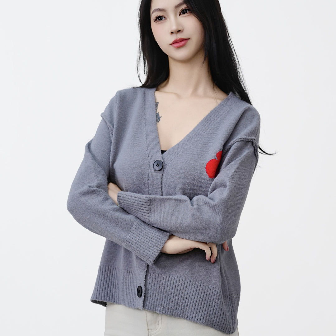 Femme Casual V-Udskæring Knap-Cardigan Stilla
