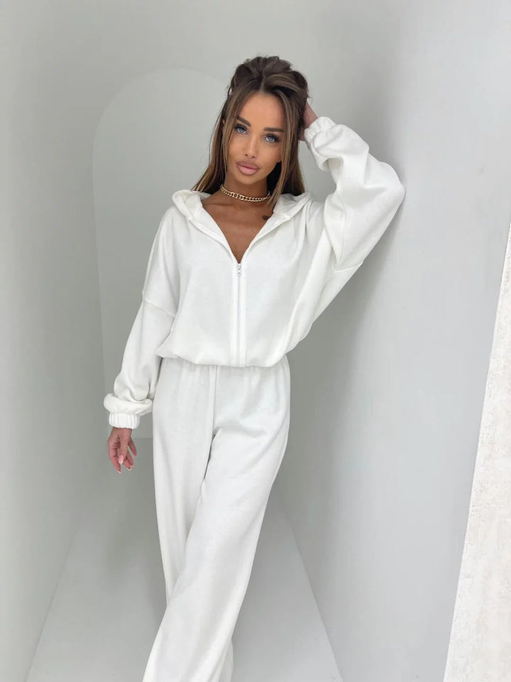 Kvinders fleece overall med lynlås og brede ben Skovae