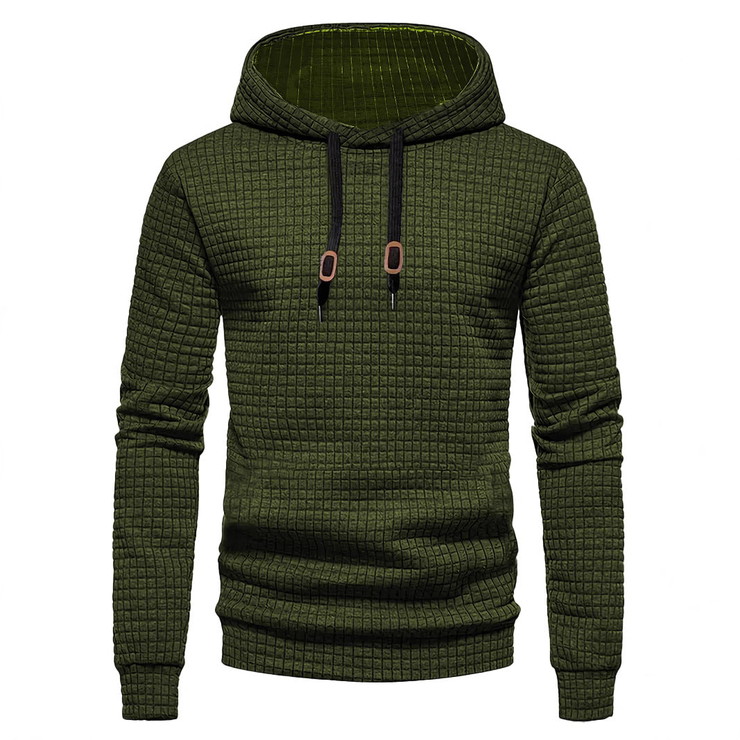 Herre nan quiltet hoodie med rektangulær quiltning, snøring og ribstrikkede manchetter Skovae