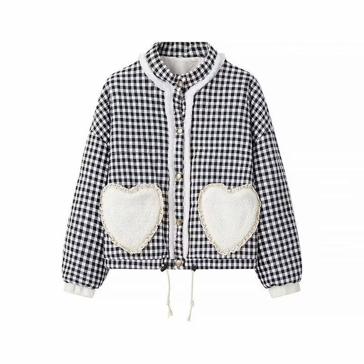 Femme quilted check jacket with heart pockets Stilla