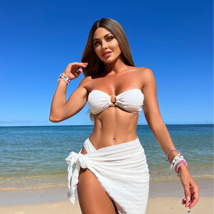 Dame Bandeau-bikini med raffineret omslagsskovl Stilla