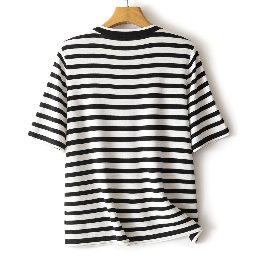 Damer Casual Stribet Kortærmet T-Shirt Stilla