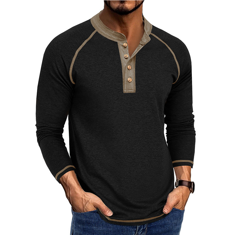 Herrer Langærmet Henley T-shirt med stilfulde knapdetaljer og åndbart materiale Stilla