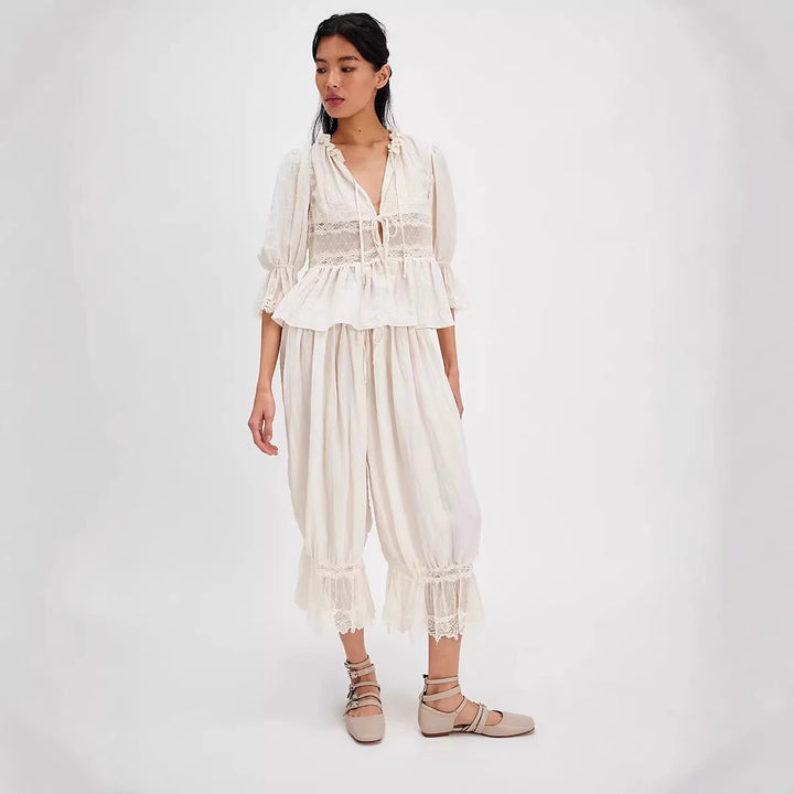 Dame Luftig og elegant Culotte med spidsdekoration Skovae
