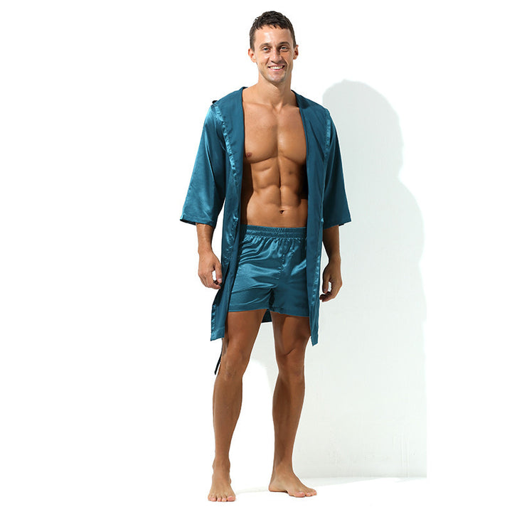 Herrer let satin-kimono med afslappet snit Stilla