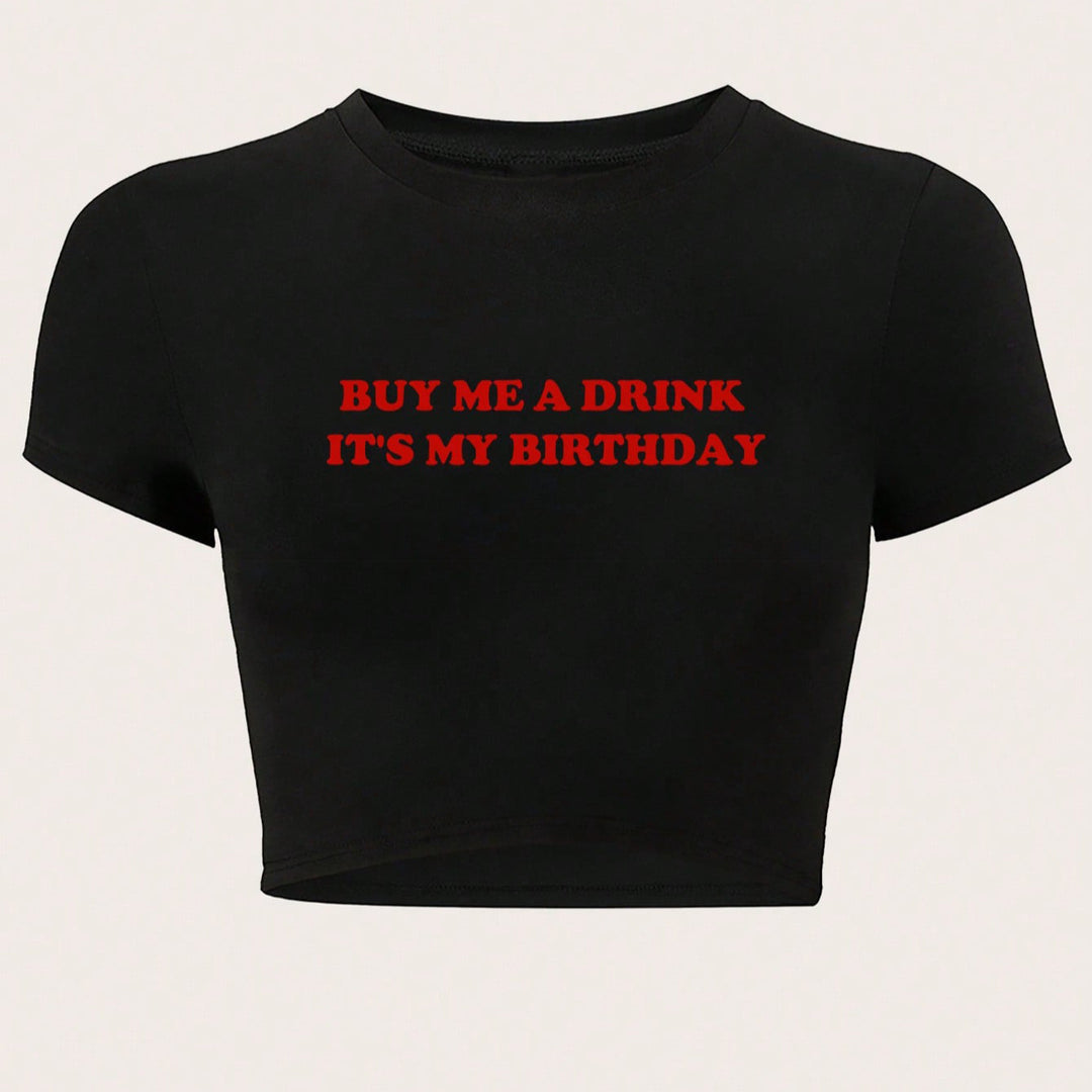 Dame Crop-top med humoristisk statementtryk Skovae