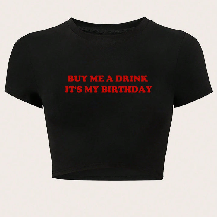 Dame Crop-top med humoristisk statementtryk Skovae