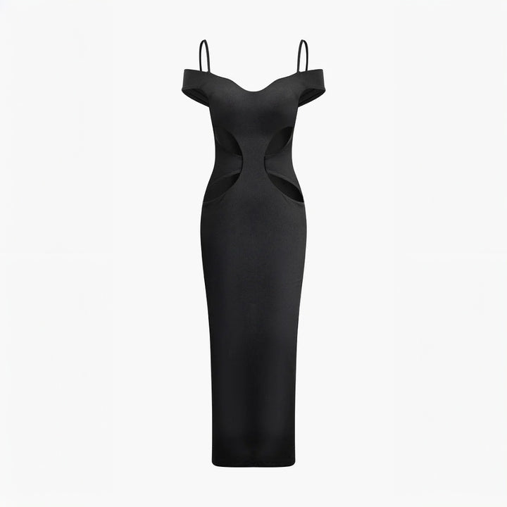 Kvinders Cut-Out Maxi Kjole med Skuldre Detaljer Stilla