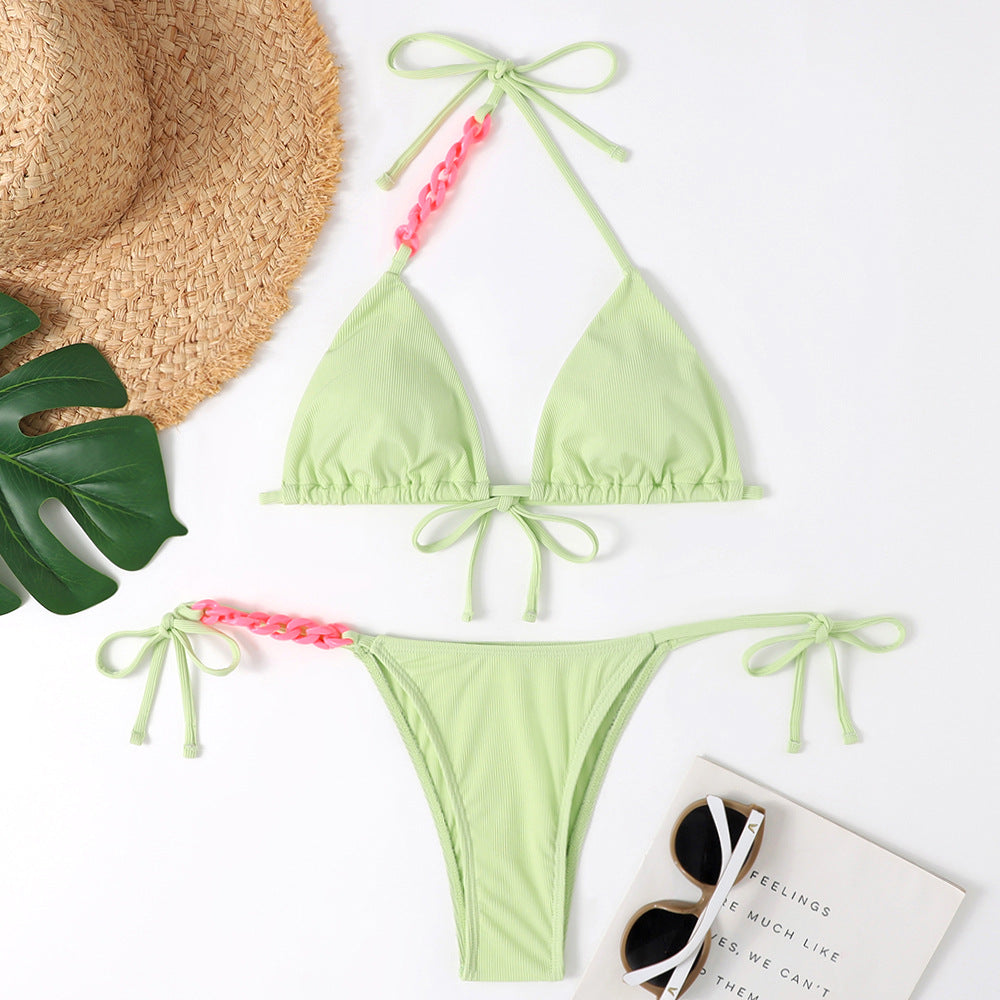 Dame Triangel-Bikini med flettede detaljer og justerbare stropper Stilla