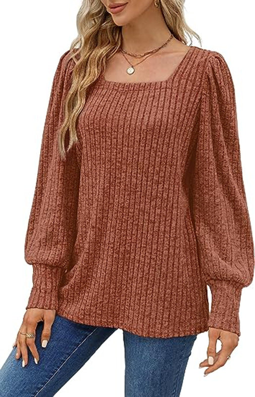 Dame sweater med ribbet design og ballonærmer Stilla