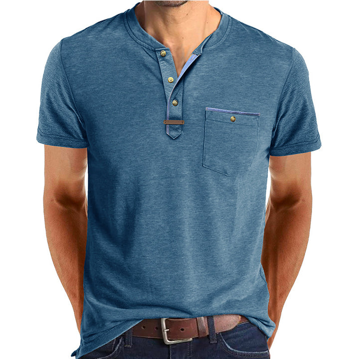 Herrer Kortærmet Henley T-shirt med modiske detaljer Stilla