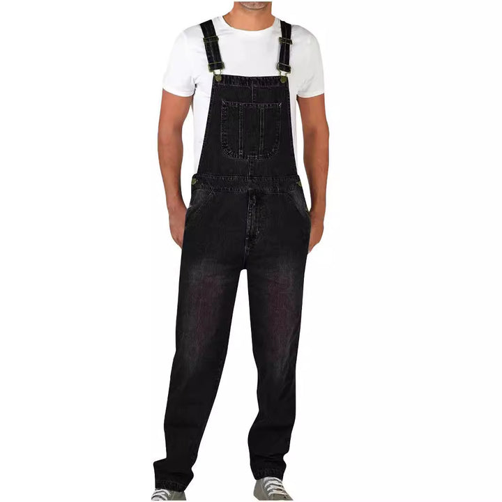 Herrer denim-overalls i afslappet snit med justerbare stropper Skovae