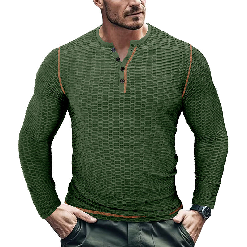 Herrer Langærmet skjorte med struktureret design og mode Henley-udskæring Stilla